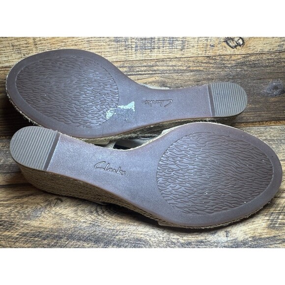 Clarks Lafley Rosen Pewter Sand Wedge Slingback Sandals Women’s 7.5 - Picture 11 of 11